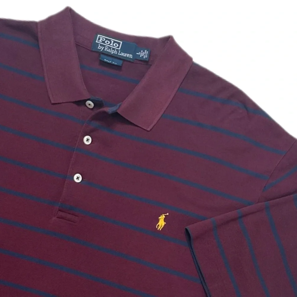 Polo Ralph Lauren Golf Fit Striped Pima Cotton Burgundy Mens‎ Large